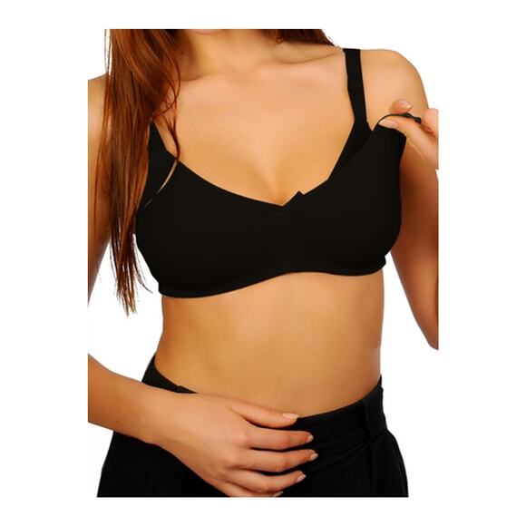 True Plein Bonnet Seamless Bralette Bra Full Cup Padding Wireless Black L NWOT - Picture 1 of 10